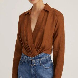 Marissa Webb Elegant Maxwell Linen Bourbon Women's Top size small